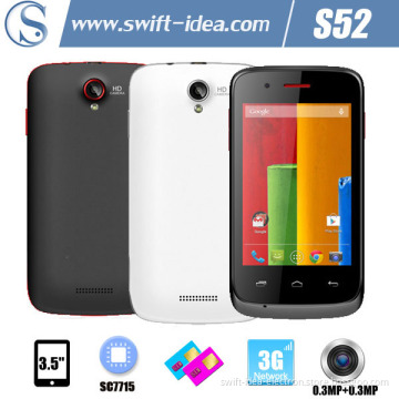 New 3.5 Inch HD Sc7715 Dual Camera 3G Dual SIM Mobile Phone (S52)
